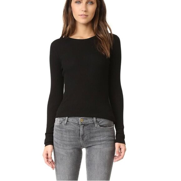 Theory Refined Mirzi Merino Wool Ribbed Sweater Black Size Small - Picture 1 of 4